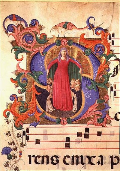 Missal 515 f.169r Madonna Misericordia, 1448-49 (para detalhes ver 88925-26) de Zanobi di Benedetto Strozzi